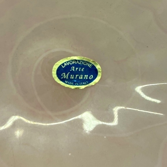 MURANO Lavorazione Arte Glass Bowl Pink Scalloped Edge Translucent Decorative - Picture 3 of 14